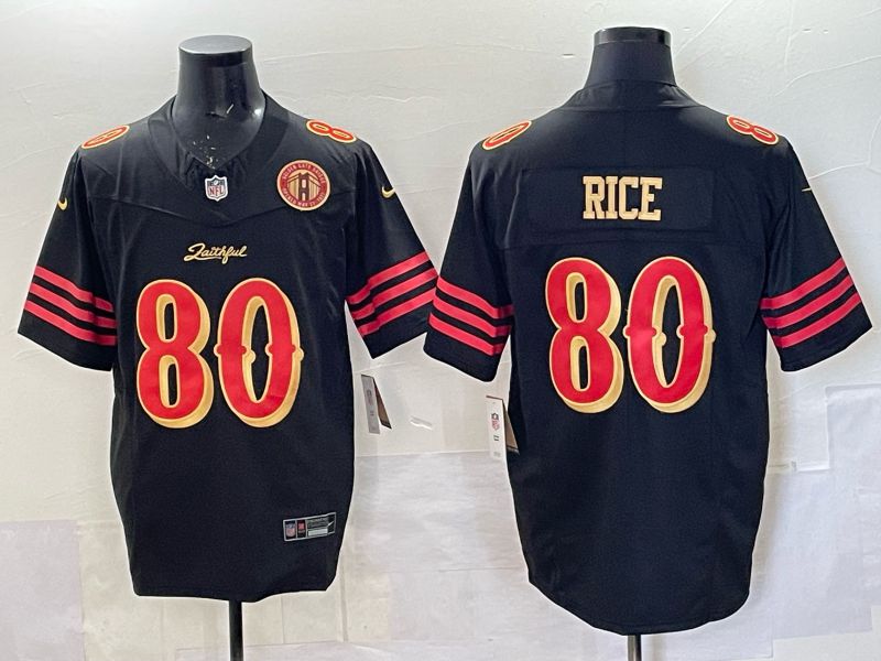 Men 2025 San Francisco 49ers #80 Rice black 5th generation Nike Limited NFL Jersey style  0018->san francisco 49ers->NFL Jersey
